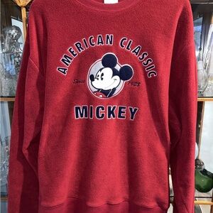 Disney Red Mickey Mouse Crew Neck Sweater Vintage 1990s